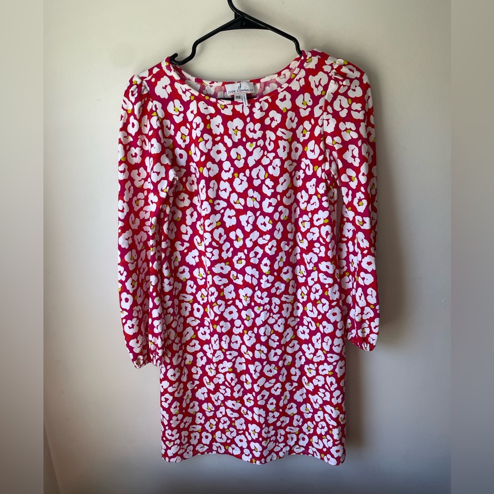 Jude Connally Three Quarter Sleeve Cheetah Print Lightweight Dress XS